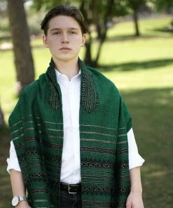 Gabrieli Tallit Hagar - Wool Tallit - Black And Gold Design On Green Gabrieli Tallits