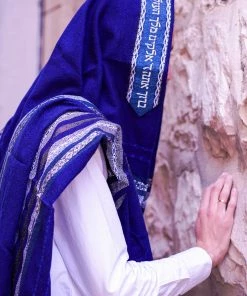 Gabrieli Tallit Gabrieli Tallits Gabrieli Premium - Wool Tallit - Shades Of Blue With Silver On Blue