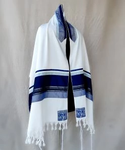 Elegant Gabrieli Tallit - Blue On White Gabrieli Tallits