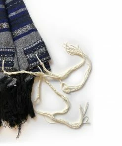 Gabrieli Tallit Gabrieli Premium - Wool Tallit - Blue & Silver On Gray