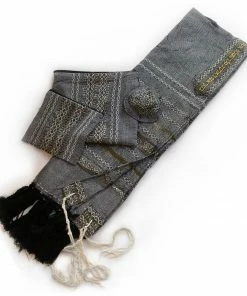 Gabrieli Tallit Gabrieli Premium - Wool Tallit - Gold & Silver On Gray
