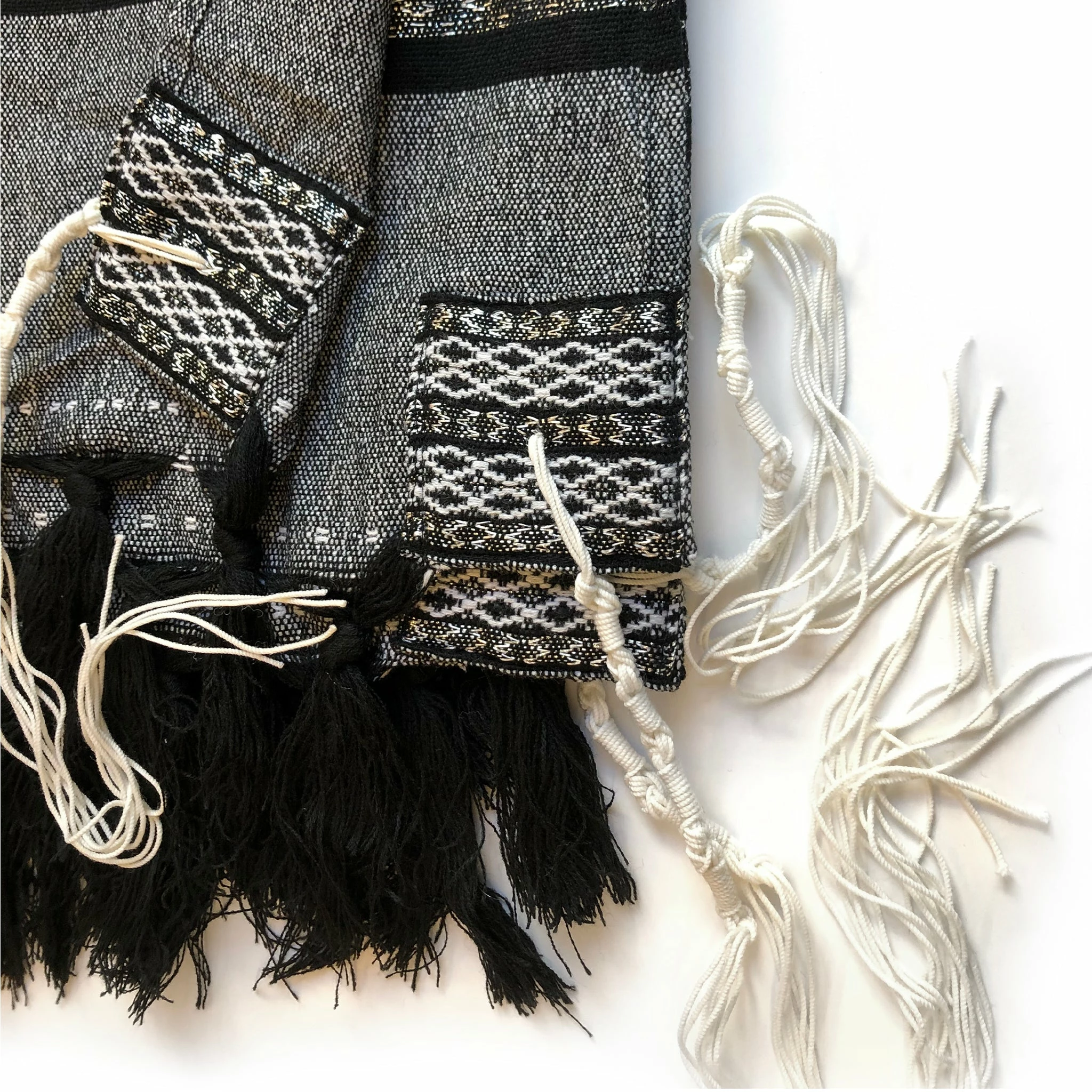 Gabrieli Tallit Gabrieli Tallits Gabrieli Premium - Wool Tallit - Black, White & Silver On Gray