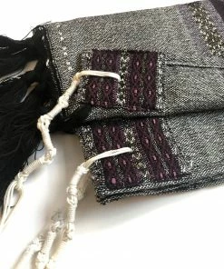 Gabrieli Tallit Gabrieli Tallits Gabrieli Premium - Wool Tallit - Purples & Silver On Gray