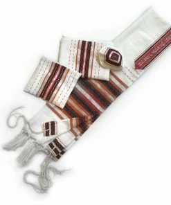 Gabrieli Tallit Gabrieli Premium - Wool Tallit - Red, Orange & Silver