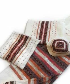 Gabrieli Tallit Gabrieli Premium - Wool Tallit - Red, Orange & Silver