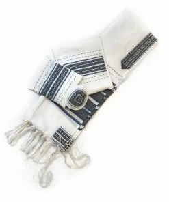 Gabrieli Tallit Gabrieli Tallits Gabrieli Premium - Wool Tallit - Denim & Silver