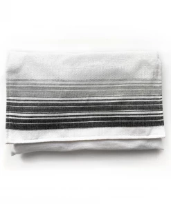 Gabrieli Tallit Gabrieli Tallits Ella - Cotton Tallit - Gray And Black Stripes With Silver On White