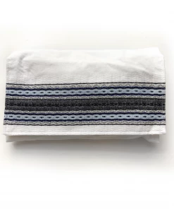 Gabrieli Tallit Adam - Cotton Tallit - Blues With Silver On White Gabrieli Tallits