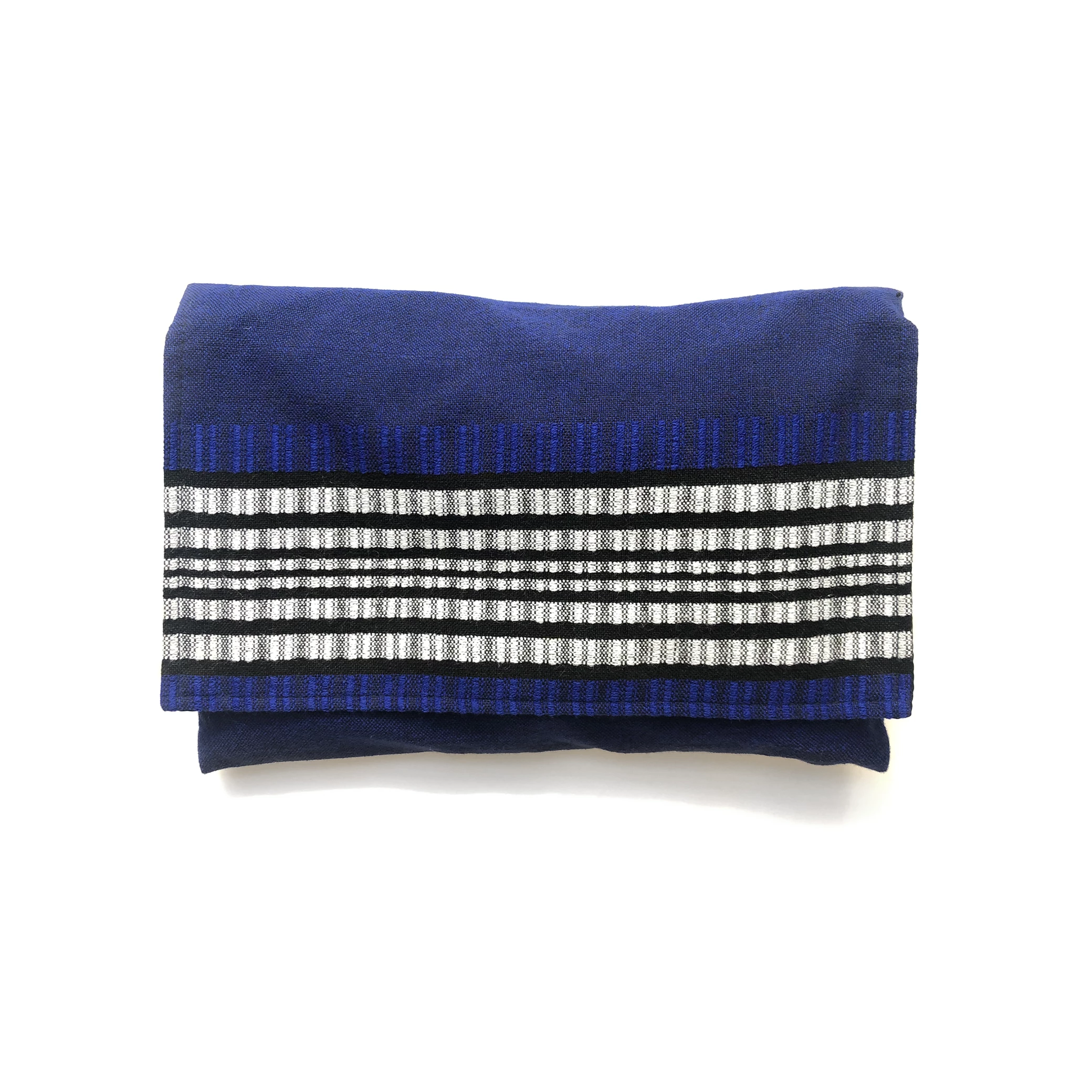 Gabrieli Tallit Yoel - Cotton Tallit - Grey And Black On Blue