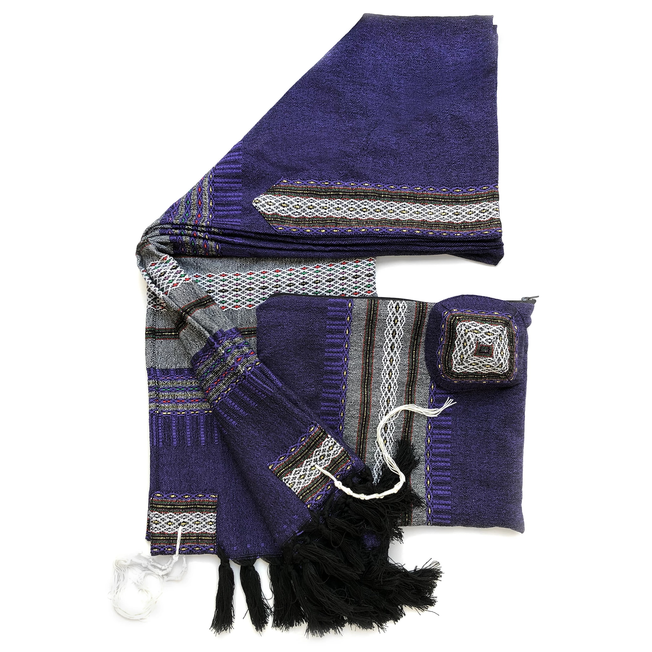 Gabrieli Tallit Elia - Wool Tallit - Grey With Gold On Dark Purple Gabrieli Tallits