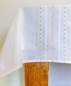 Gabrieli Home & Special Occasions Tablecloths - Classic Design - Silver And Gold On White