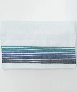 Gabrieli Tallit Ella - Cotton Tallit - Turquoise, Blue And Navy Stripes With Silver On White Gabrieli Tallits
