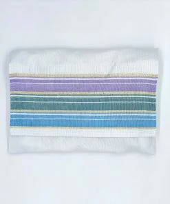 Gabrieli Tallit Ella - Silk Tallit - Pastel Purple, Teal And Blue With Gold On White