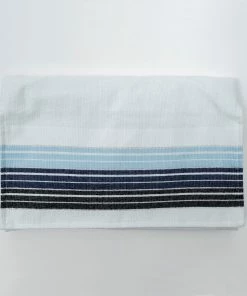 Gabrieli Tallit Ella - Cotton Tallit - Blue And Black Stripes With Silver On White