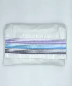 Gabrieli Tallit Ella - Silk Tallit - Pastel Purple And Blues With Silver On White