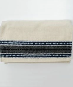 Gabrieli Tallit Gabrieli Tallits Adam - Cotton Tallit - Blues And Silver On Off-White