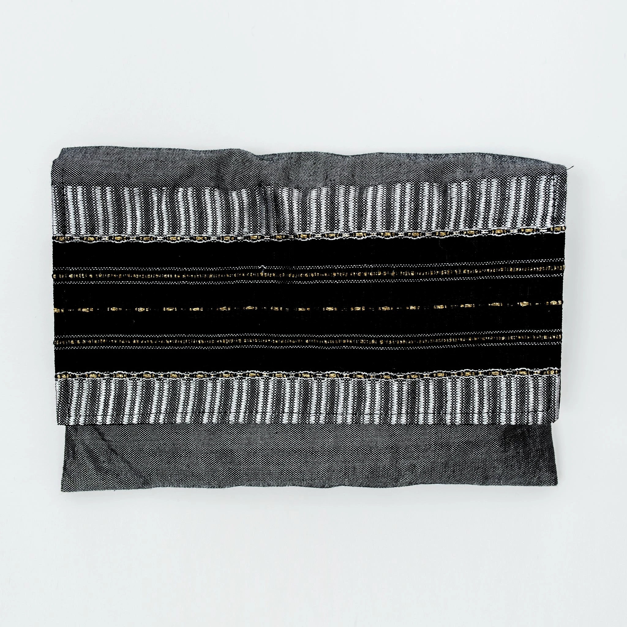 Gabrieli Tallit Elia - Silk Tallit- Black With Gold On Gray