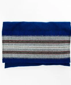 Gabrieli Tallit Elia - Cotton Tallit - Gray With Gold On Blue Gabrieli Tallits