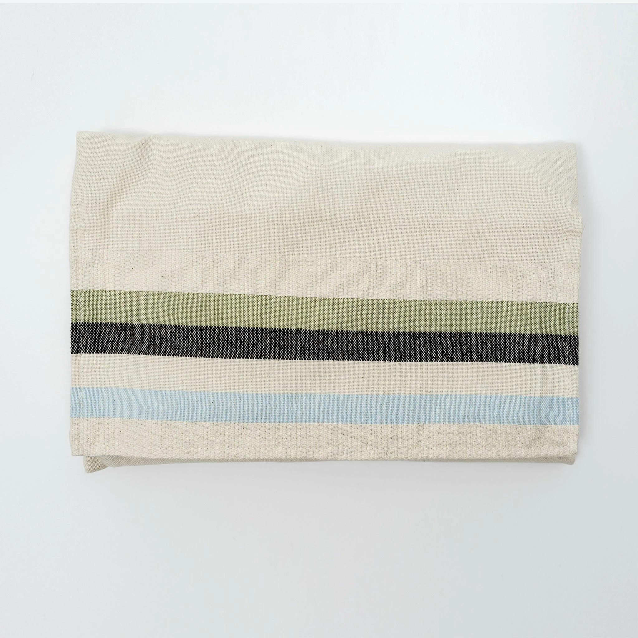 Gabrieli Tallit Emanuel - Cotton Tallit - Blue And Green Wide Stripes On Off-White Gabrieli Tallits