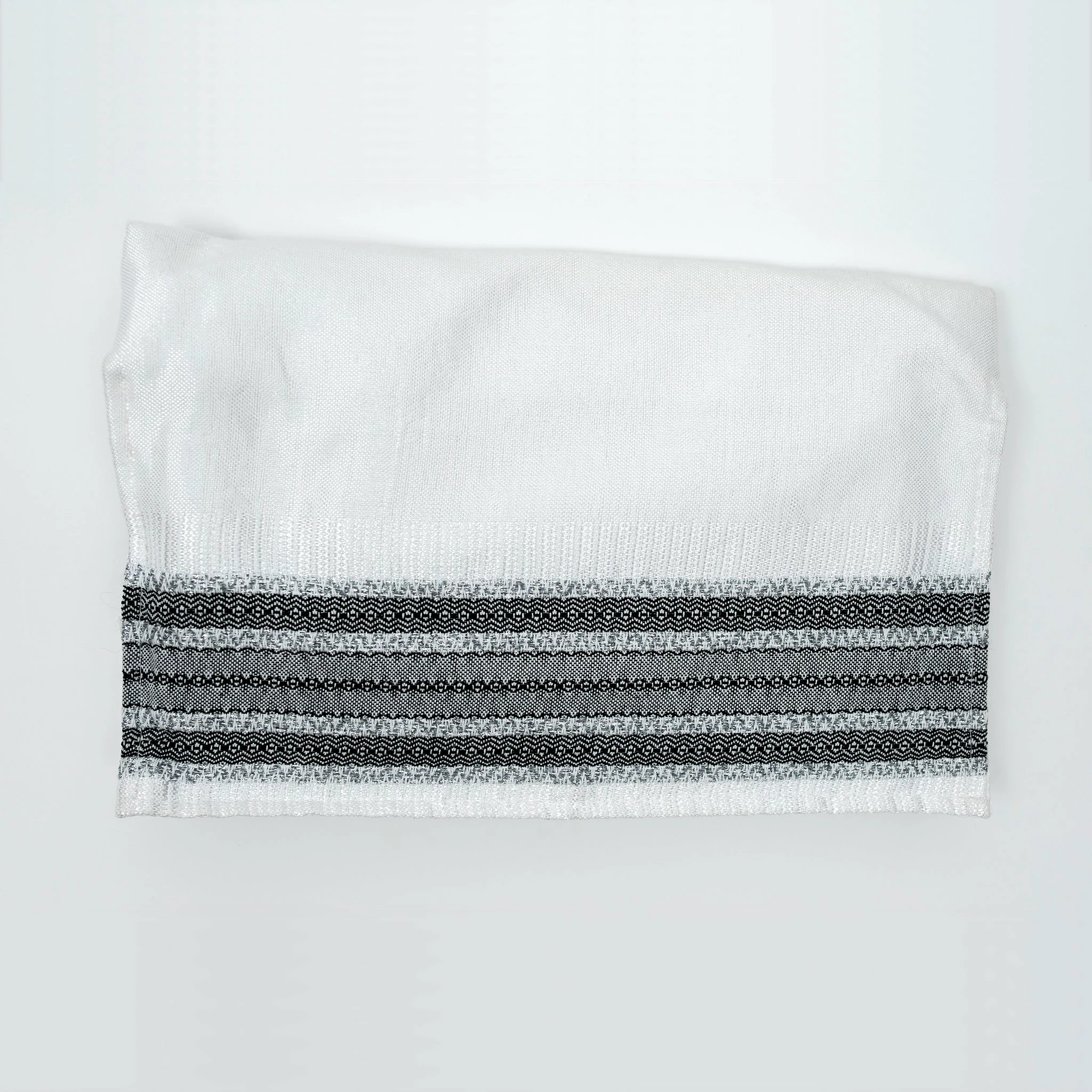 Gabrieli Tallit Adam - Silk Tallit - Greys And Silver On White Gabrieli Tallits