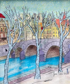 Jean-Pierre Weill Art & Judaica Balloon Over Paris Bridge - Petite