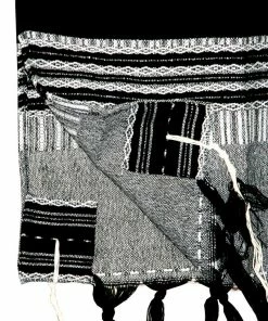 Gabrieli Tallit Elia - Wool Tallit - Black On Gray With Silver