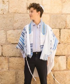 Gabrieli Tallit Gabrieli Premium - Wool Tallit - Shades Of Blue, Gold & Silver Gabrieli Tallits