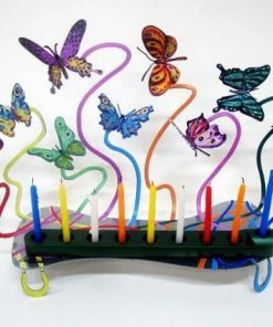 D. Gerstein Art & Judaica Butterflies Menorah By Gerstein