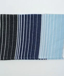 Gabrieli Tallit Ella - Cotton Tallit - Blue And Black Stripes With Silver On White