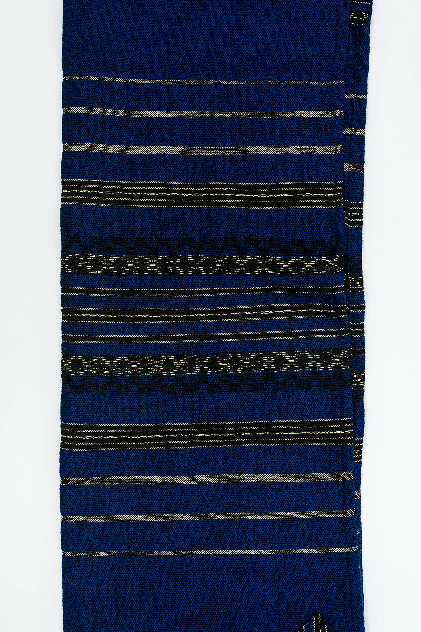 Gabrieli Tallit Hagar - Wool Tallit - Black And Gold Design On Blue