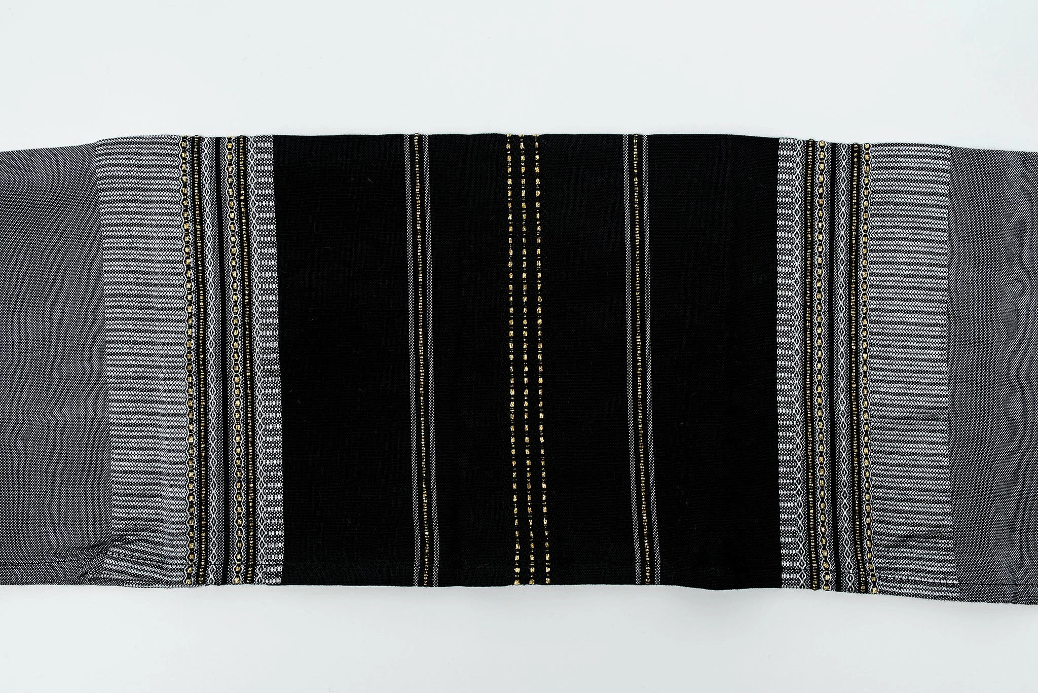 Gabrieli Tallit Elia - Silk Tallit- Black With Gold On Gray