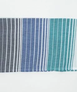 Gabrieli Tallit Ella - Cotton Tallit - Turquoise, Blue And Navy Stripes With Silver On White Gabrieli Tallits