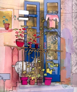 Jean-Pierre Weill Goat On Balcony Art & Judaica