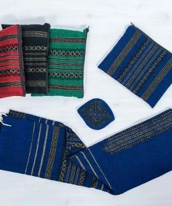 Gabrieli Tallit Hagar - Wool Tallit - Black And Gold Design On Blue