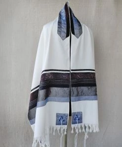 Elegant Gabrieli Tallit - Rust Brown On White Gabrieli Tallits