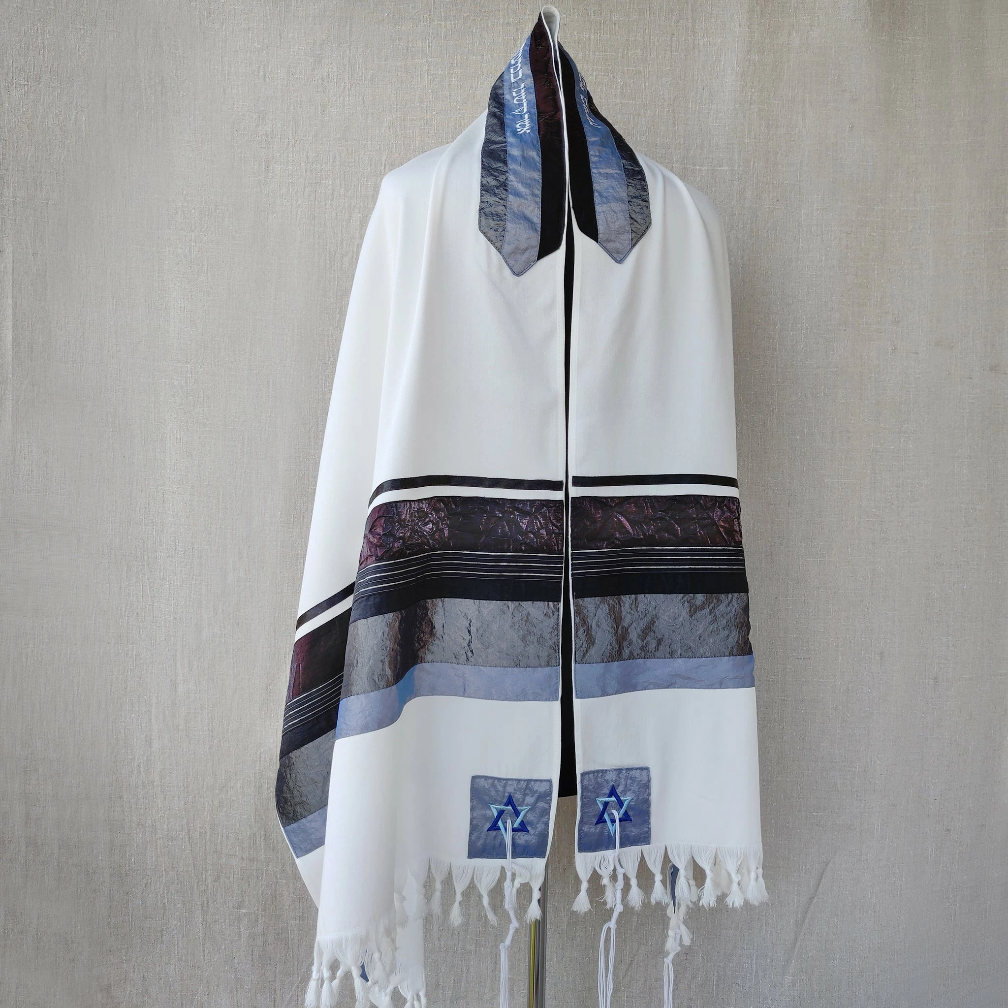 Elegant Gabrieli Tallit - Rust Brown On White Gabrieli Tallits