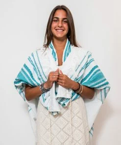 Gabrieli Tallit Samuel - Wool Tallit - Turquoise And Silver