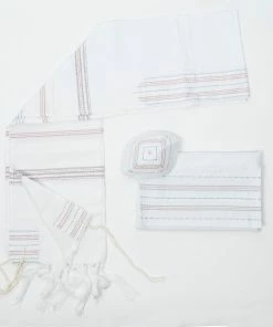 Gabrieli Tallit Elia - Silk Tallit - Pink And Silver On White Gabrieli Tallits