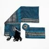 Gabrieli Tallit Elia - Silk Tallit - Gray With Gold On Blue