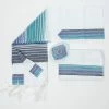Gabrieli Tallit Ella - Cotton Tallit - Turquoise, Blue And Navy Stripes With Silver On White Gabrieli Tallits