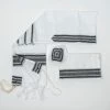 Gabrieli Tallit Adam - Silk Tallit - Greys And Silver On White Gabrieli Tallits