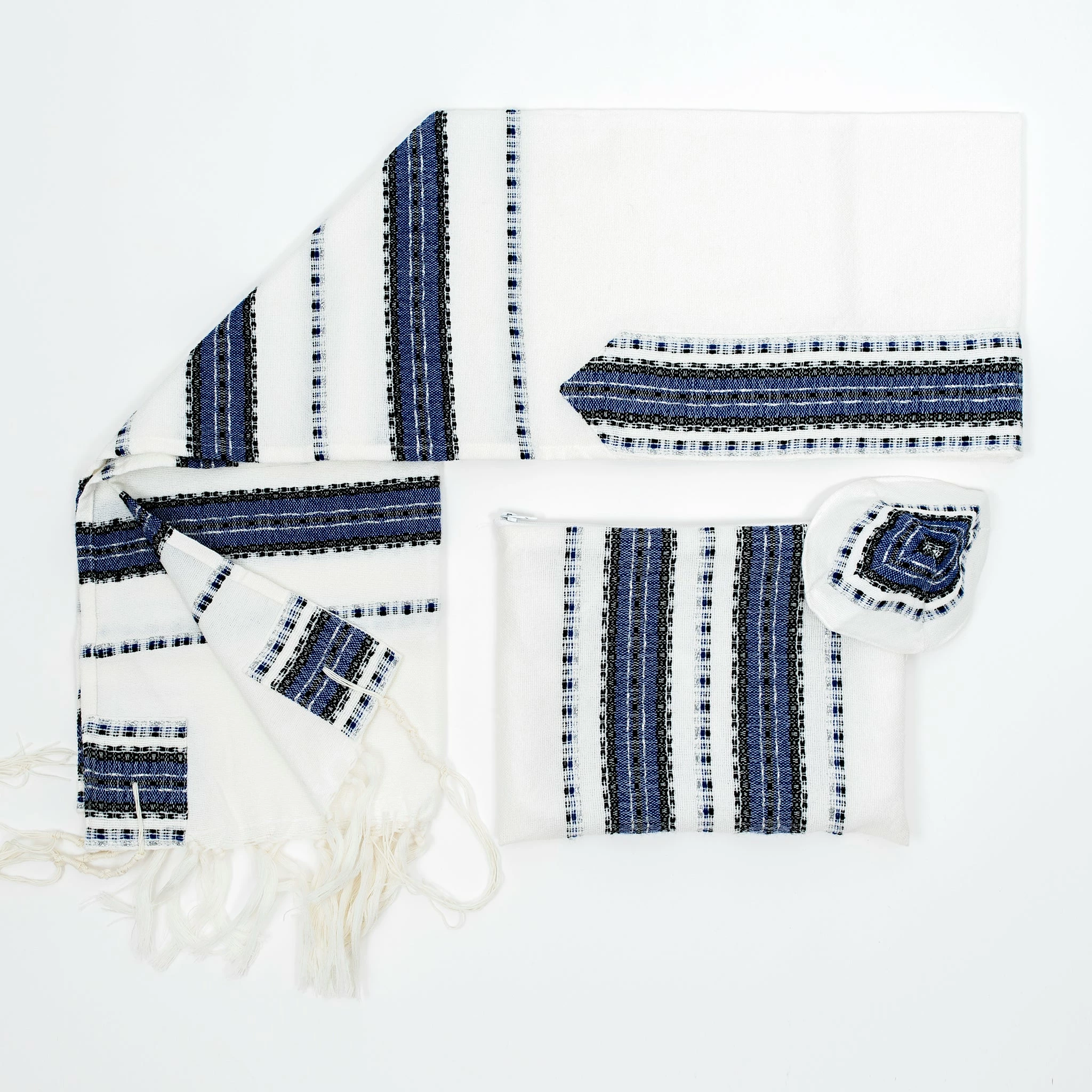Gabrieli Tallit Ruth - Wool Tallit - Blue And Black With Silver