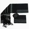 Gabrieli Tallit Elia - Cotton Tallit - Silver On Black