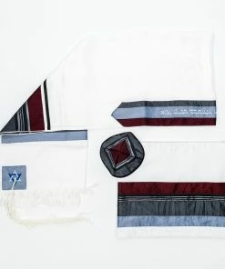 Gabrieli Tallits Elegant Gabrieli Tallit - Bordeaux On White
