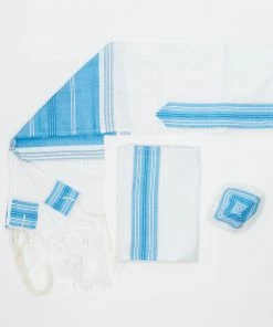 Gabrieli Tallit Elia - Silk Tallit - Flag Blue With Silver On White Gabrieli Tallits