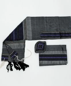 Gabrieli Tallit Elia - Silk Tallit- Purple And Gold On Gray Gabrieli Tallits