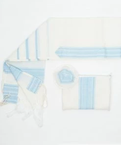 Gabrieli Tallit Adam - Wool Tallit - Baby Blue