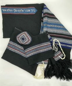 Gabrieli Tallit Gabrieli Tallits Gabrieli Premium - Wool Tallit - Multi Color With Silver On Black