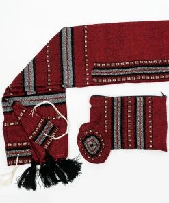 Gabrieli Tallit Ruth - Wool Tallit - Black And Gray With Gold On Red Gabrieli Tallits