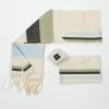Gabrieli Tallit Emanuel - Cotton Tallit - Blue And Green Wide Stripes On Off-White Gabrieli Tallits